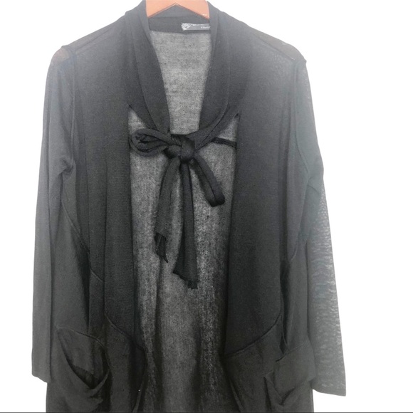 Whimsigoth Black Sheer Cascade Front Long Sleeve Cardigan - Picture 5 of 10